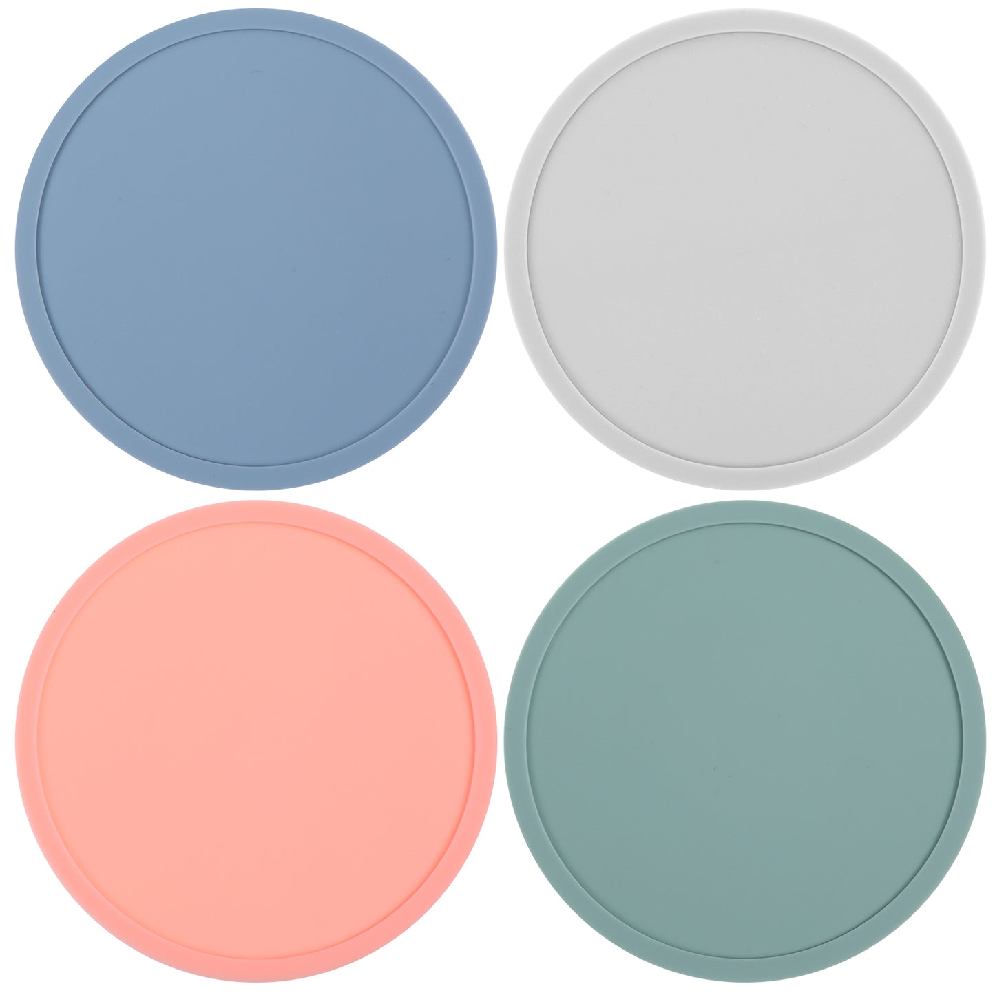 Classicseali 4pcs Silicone Coasters, Round Coaster for Office Desk, Silicone Desktop Coasters, Non-Slip, Heat-Resistant, for Table, Office, Bar Furniture Protection, Hot Cup Mat, 4 Colors