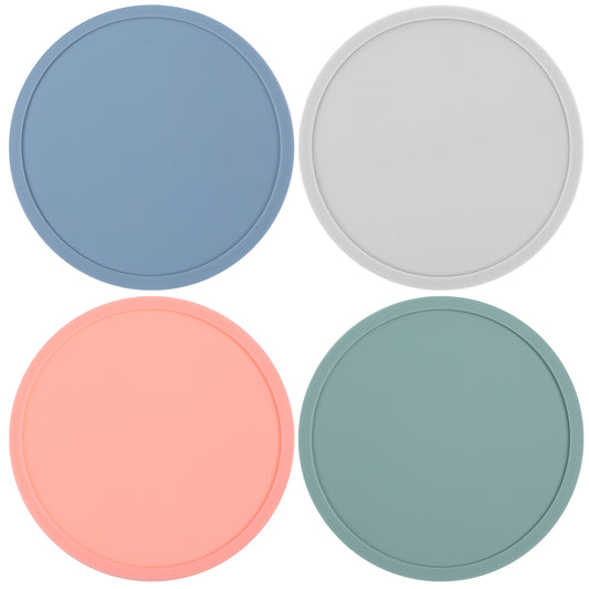 Classicseali 4pcs Silicone Coasters, Round Coaster for Office Desk, Silicone Desktop Coasters, Non-Slip, Heat-Resistant, for Table, Office, Bar Furniture Protection, Hot Cup Mat, 4 Colors
