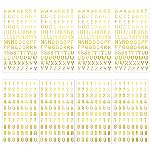 Guduling 8 Sheets Gold Sticker Letters, Gold Number Stickers, Self Adhesive Shiny Letter Stickers for DIY Craft Art Scrapbooks Greeting Cards Bulletin Boards Classroom Home Decor