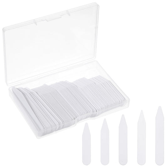 oruola 100 Pcs Shirt Collar Stiffeners, 5 Sizes Plastic White Smooth Collar Stays, Durable Collar Stiffeners for Men's Dress Shirts, Shirt Collar Stiffeners Plastic for Professional Look