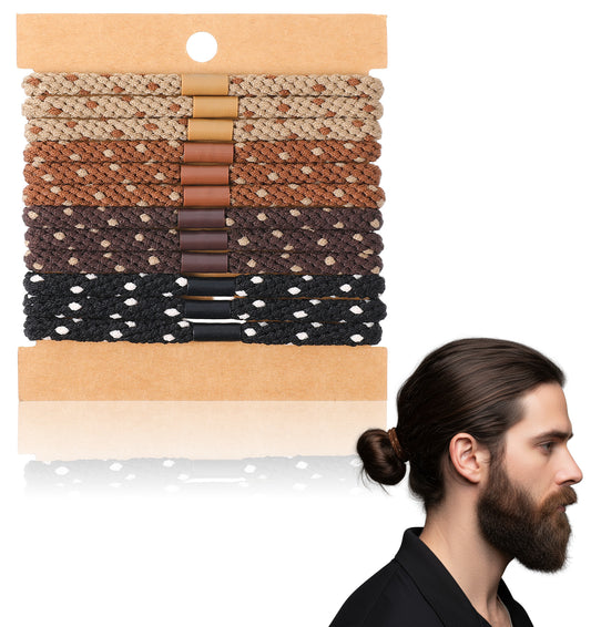 12 Pcs Hair Ties for Men, Braided Man Bun Hair Ties No Slip for Long & Thick Hairs, No Breakage and Crease for Workout, Gym & Daily Use (Multicolor)