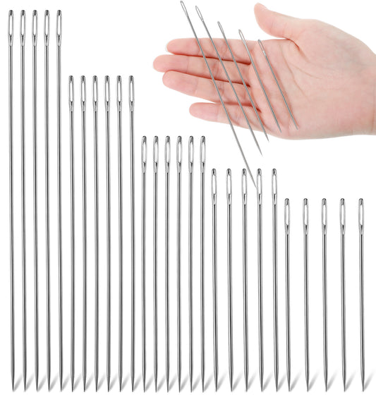 25PCS Long Sewing Needles, 5 Sizes Long Needle for Hand Sewing Leather Repair Canvas Carpet Cushion Curtain Crafts DIY