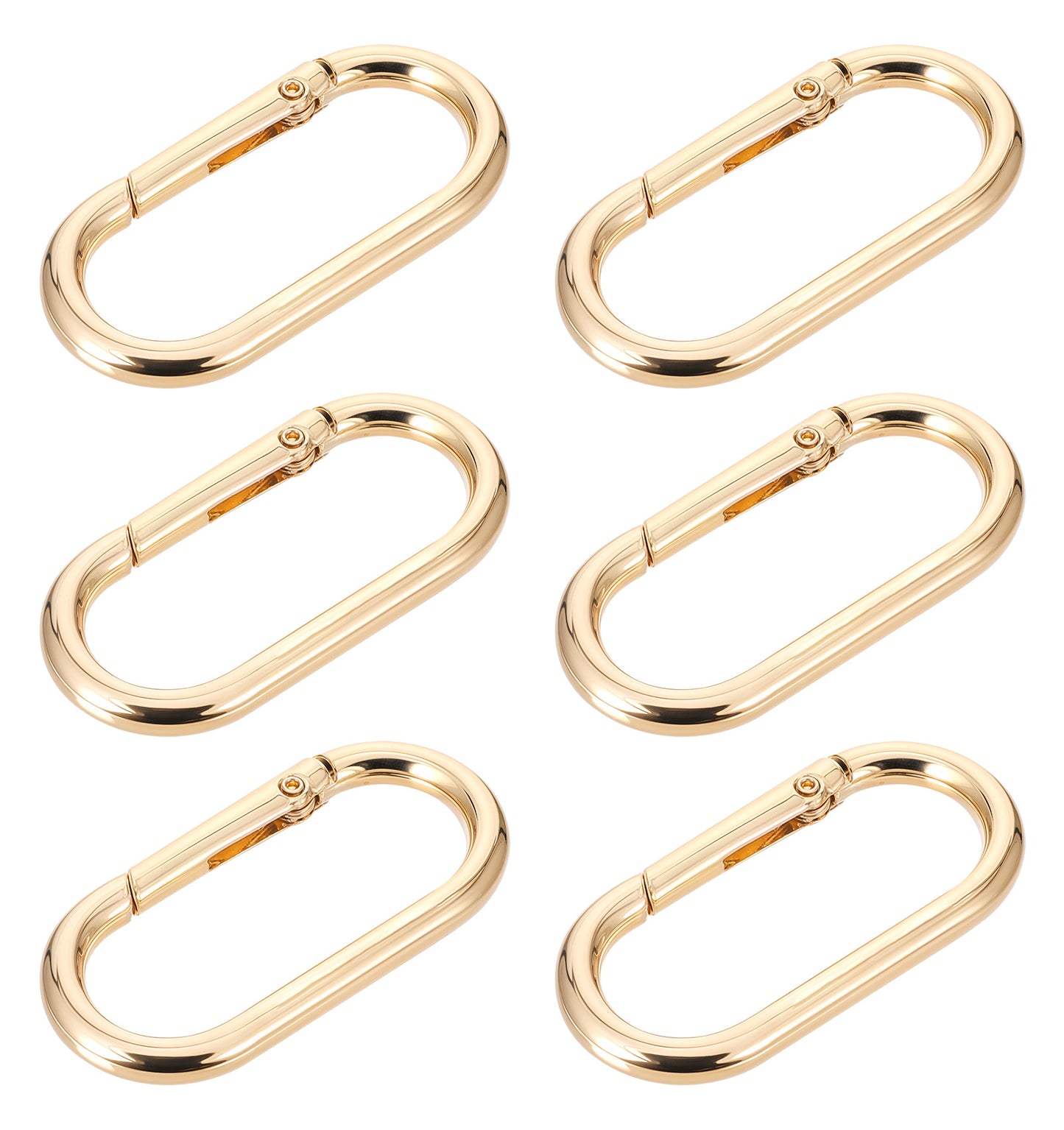 6 Pack Gold Carabiner Clips, Heavy Duty Oval Carabiner Spring Ring Clip for Purse Strap Extender, Keychain Oval Clips for Keys, Bags, Backpacks, Handbags