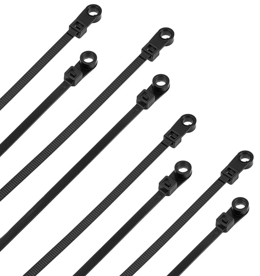 100 PCS Black Zip Ties with Screw Hole