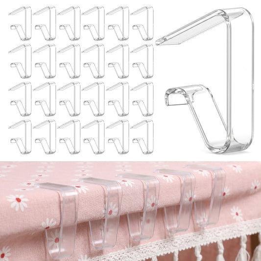 Elegaperma 24 Pcs Clear Table Cover Clips, Durable Plastic Table Cloth Clips Clear for Outdoor Picnic Tables Large, Windproof Transparent Clamps (2.36 x 1.97 x 0.59 In)