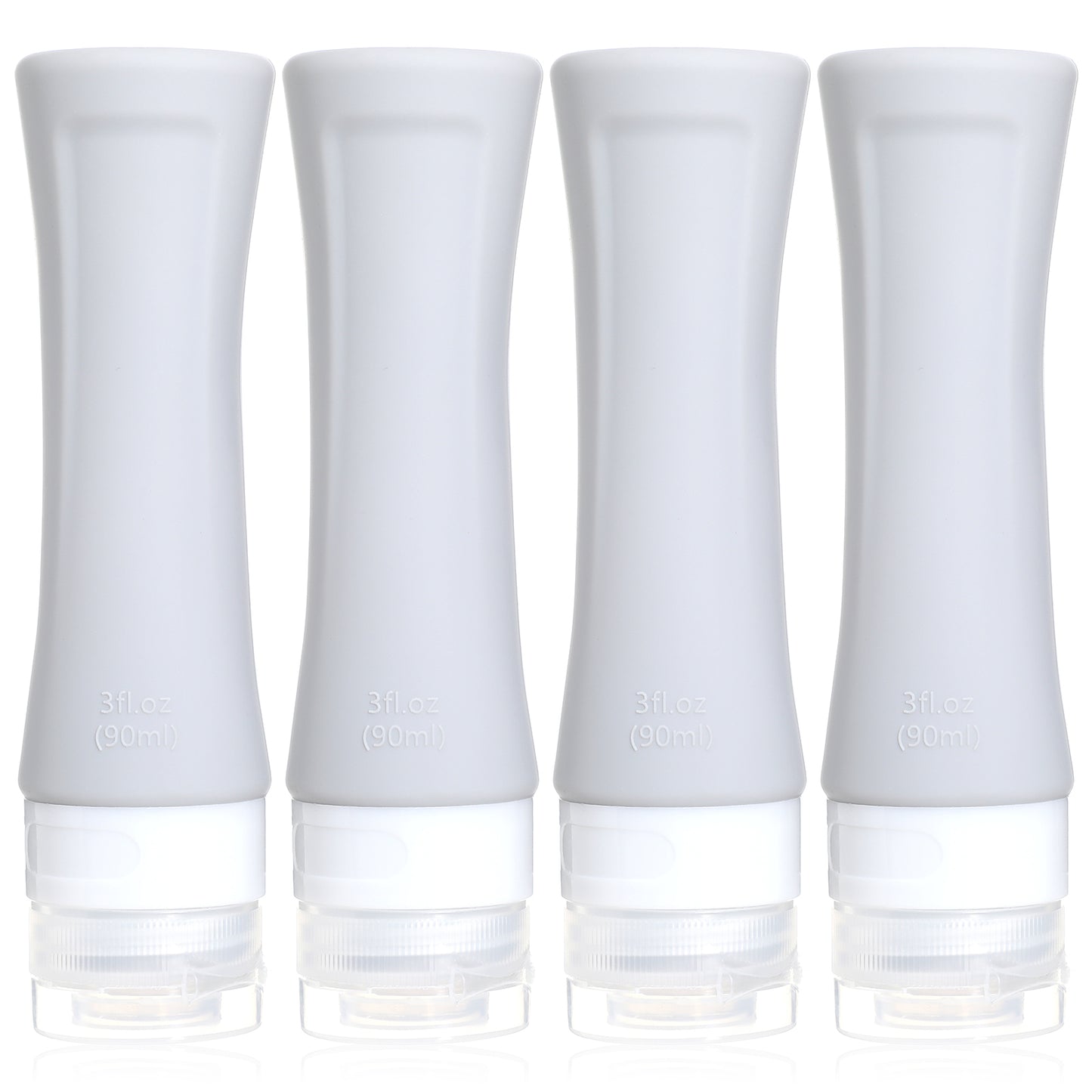 guduling 4 Pcs Silicone Travel Bottles,Shampoo Travel Bottles 90ml, Travels Toiletry Bottle Refillable Squeezable Containers Pots for Lotion Liquid Shampoos Soap and Toiletries
