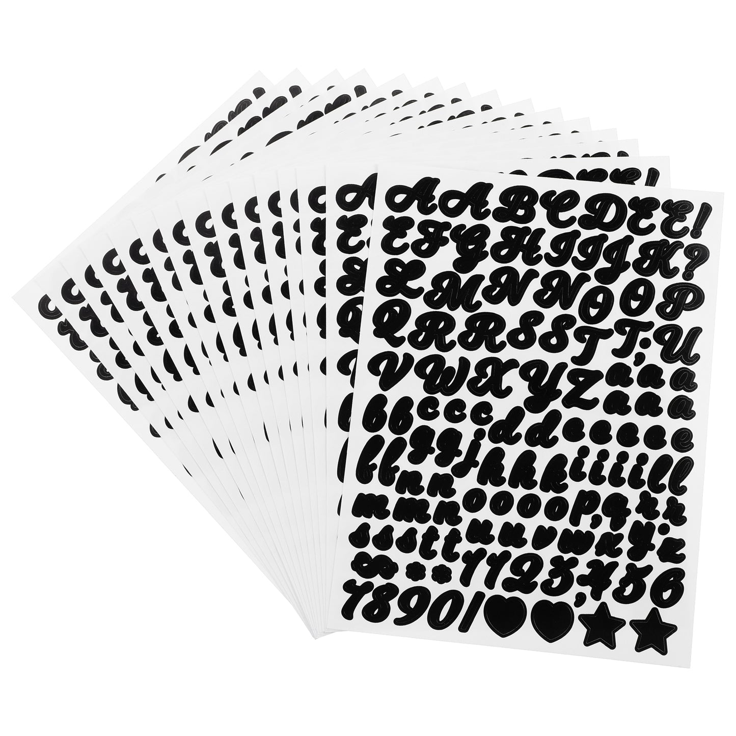 Classicseali 1768PCS 15 Sheets Letters Stickers,0.5 inch Waterproof Letter Stickers,Self-Adhesive Vinyl Black Letters Sticker, Handwritten Letters for Mailbox, Windows, Doors, Cars, Scrapbooks