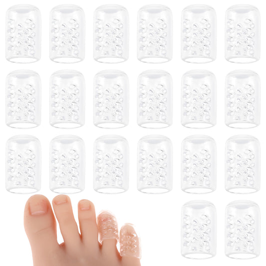 Classicseali 20pcs Little Toe Protectors, Silicone Toe Protector Anti-Friction, Breathable Gel Toe Covers for Women Men, Clear Toe Caps for Corns, Blisters, Pain Relief