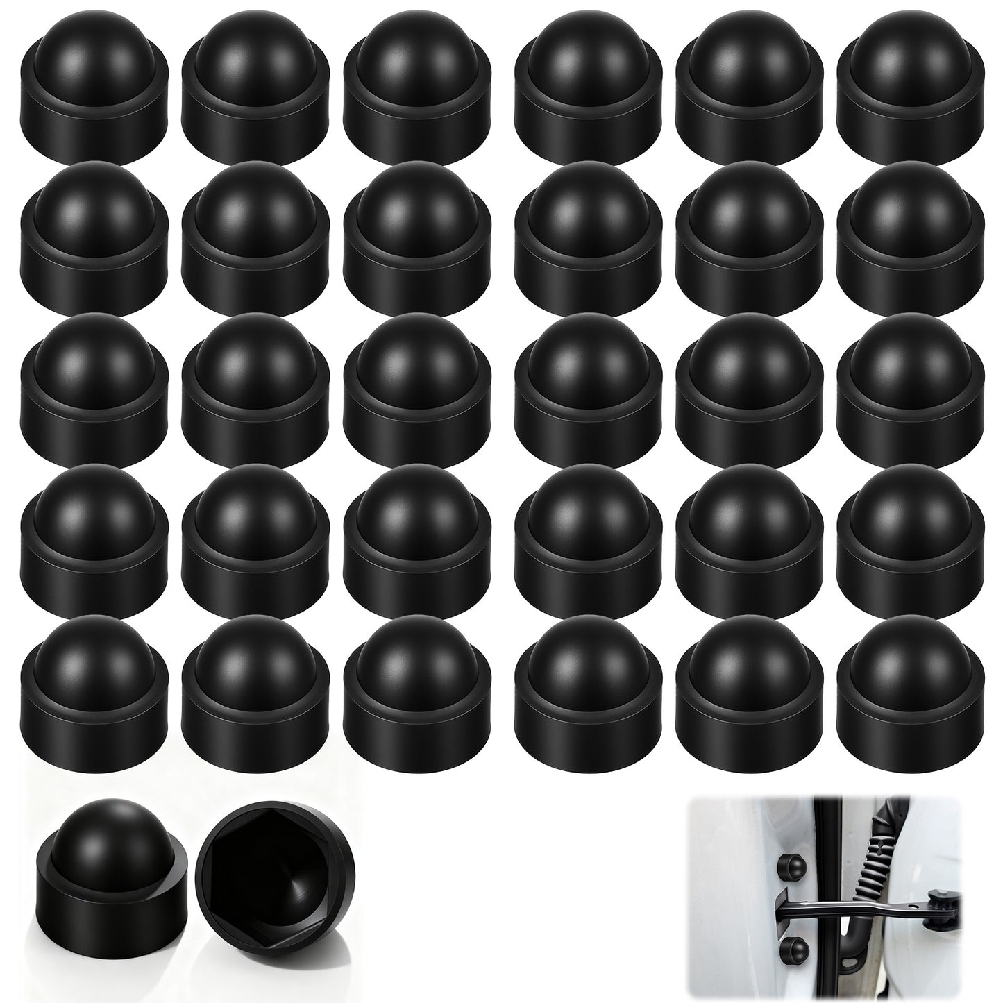 Classicseali 30pcs 17MM Wheel Nut Covers, M10 Black Plastic Nut and Bolt, Wheel Nut Covers 17mm, Black Screw Caps for Bolts Hex Hexagon Screws