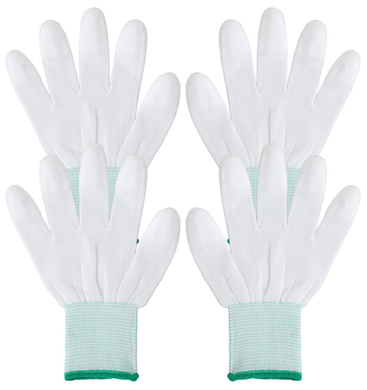 ValueBargain Quilting Gloves, 4Pair Sewing Gloves Lightweight Nylon Glove for Sewing Quilters (White)