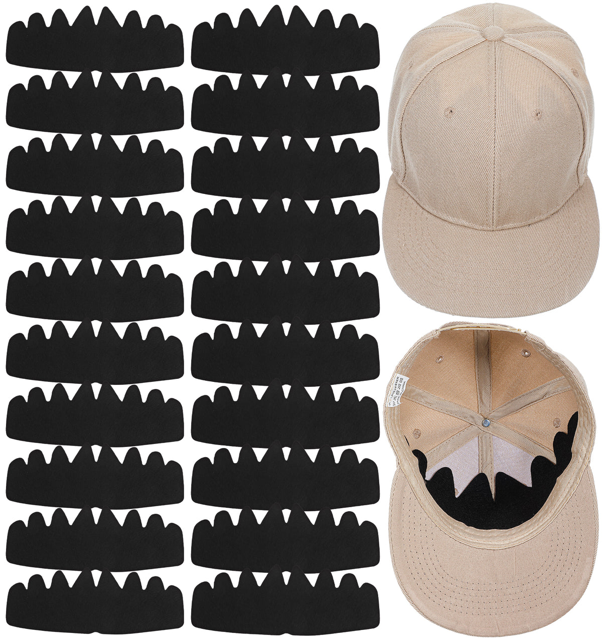 20 Pcs No Sweat Baseball Cap Insert for Men, Hat Shaper Insert (Black)