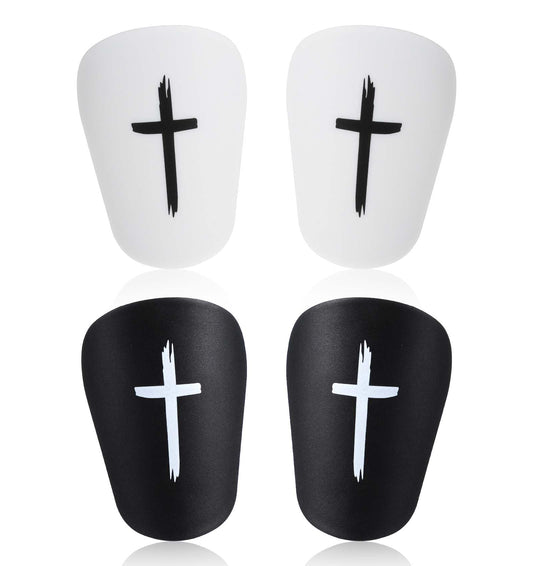 4Pcs Mini Shin Pads Football, Mini Shin Pads for Soccer, Lightweight & Breathable Protective Gear for Kids and Teens 8 x 5 cm, Black & White