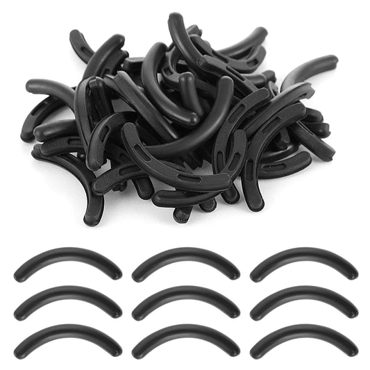 Oruola 50pcs Lash Curler Refill Pads,Black Eyelash Curler Pads,Soft Rubber Eyelash Curler Refills Create Curls and Intense Lashes,Universal Eyelash Curler Refills with Clear Box for Standard Curlers