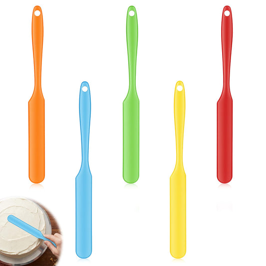 Elegaperma Pack of 5 Silicone Spatulas, Small, Dough Scraper, Narrow (Multi-Colour)