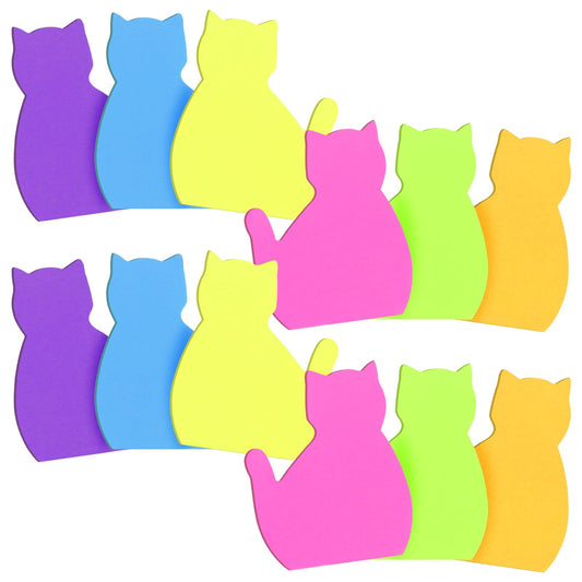 Oruola 12 Pads Cat Sticky Notes,Cat School Supplies,Cat Gifts for Women, Colorful Sticky Notes 30 Sheets/Pad,Desk Supplies for Women Office Aesthetic Animal Sticky Notes Gifts for Cat Lovers 6 Colors
