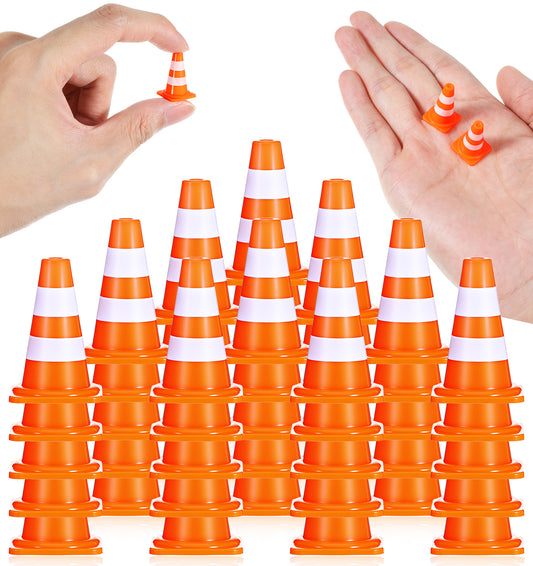 50Pcs Mini Traffic Cones, Mini Cones for Model Scene, DIY Traffic Play