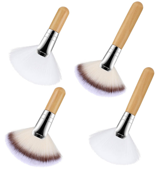 4PCS Fluffy Fan Brushes for Facials, Facial Fan Brushes Esthetician Fluffy, Suitable for Highlighting and Blush Application, Professional Esthetician Tools with Soft Bristles