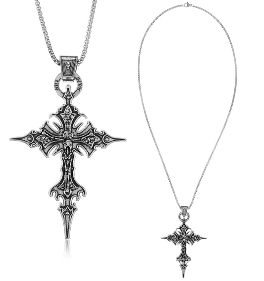 Gothic Cross Necklace, Vintage Skull Pendant Gothic Jewellery Y2K Cross Necklace, Emo Jewelry Goth Gifts for Women, Alternative Accessories for Women & Men, Perfect for Holiday & Everyday Wear