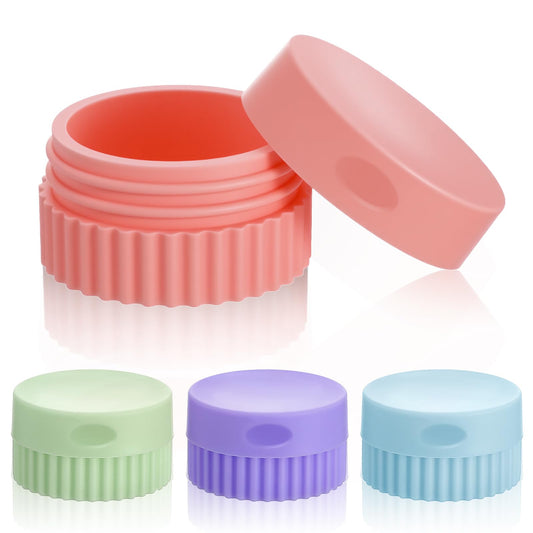 Guduling 4pcs Small Silicone Travel Containers,Travel Cream Container,Travelling Jars for Creams Toiletries with Lids,0.7 Oz/20 ml Refillable Mini Cosmetic Jars for Cosmetic Body Skin Cream,4 Colors