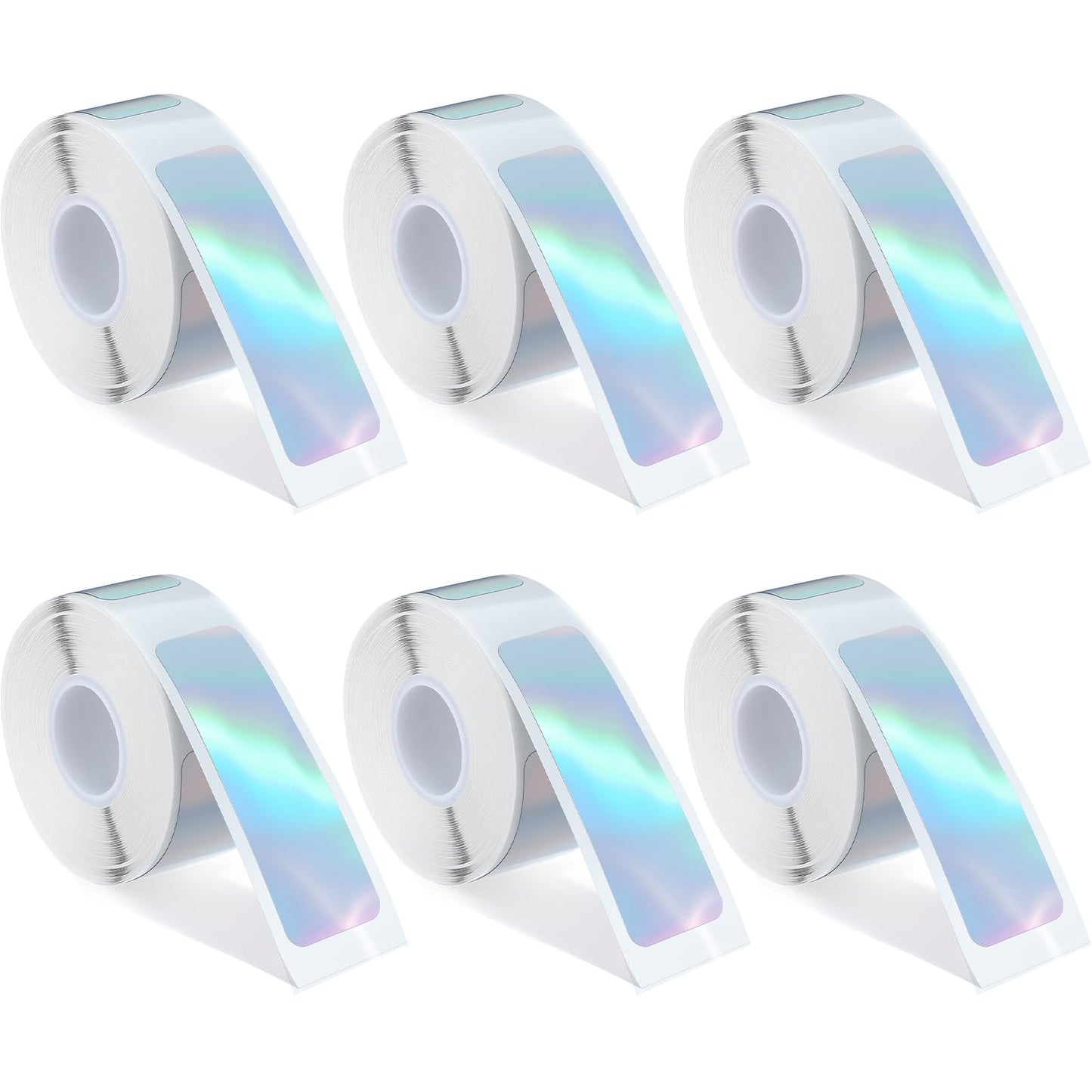 Guduling 6 Rolls Phomemo Labels, Print Master Labels Refill, 12mm X 40mm Phomemo D30 Labels Tape, 160 Tapes/Roll Smart Mini Label Maker Refill D30 for Office, Laser Silver