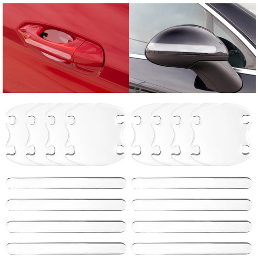 oruola 16pcs Clear Car Door Handle Protector,Silicone Car Door Protector,Non-Marking Auto Door Handle Protective Film,Anti-Scratches Car Door Cup Protector,Universal for Most Car Handles