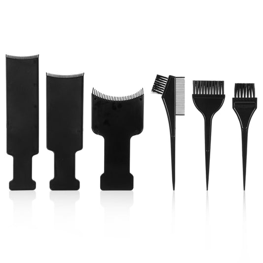 Oruola 6pcs Balayage Board and Hair Color Brush,Hair Dying Tools,3 Different Sized Balayage Boards with Teeth and 3 Types of Hair Dye Brush for Hair Coloring Dyeing DIY Hairdressing Tint Tool Black