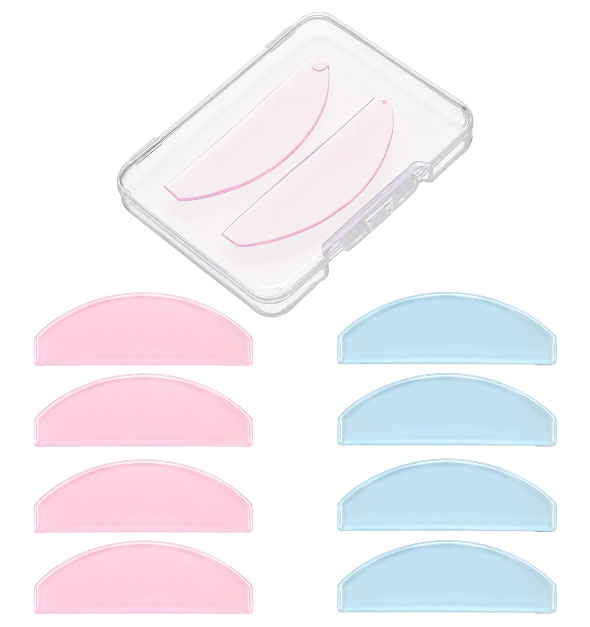 4 Pairs Korean Lash Lift Shields, Eyelash Lift Pads with Case(Blue Pink)