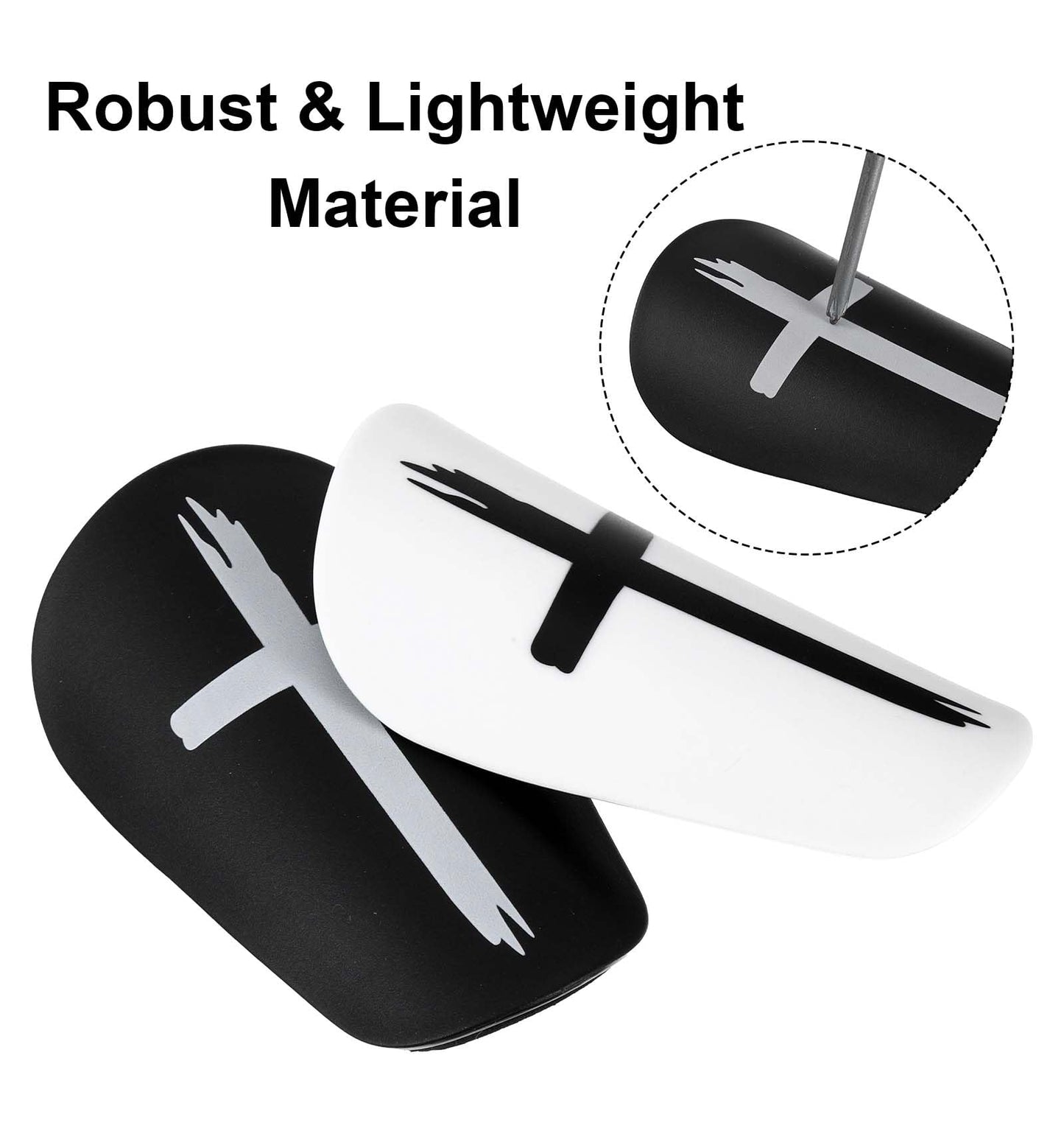 Mini Shin Pads Football, 4 Pcs 10 cm Small Shin Pads, Football, Teenagers, Adults, Boys, Girls (Cross, Black & White)