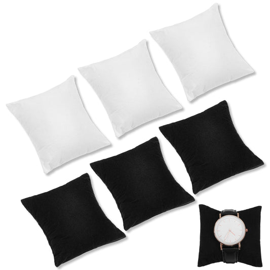 guduling 6 Pcs Watch Pillow,Velvet Watch Cushion,Small Watches Pillows for Box,Black and White 2 Color Jewelry Display Pillow Bracelet Bangle Cushions for Gift Box