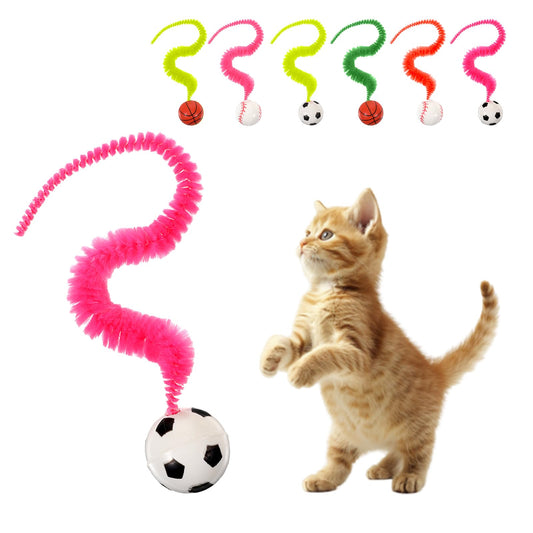 Classicseali 6PCS Bouncy Balls for Cats, Caterpillar Cat Bouncy Ball, Magic Worm Bouncys Ball with Tail, Plush Cat Bouncys Balls with Tail, for Pet Play, Colorful