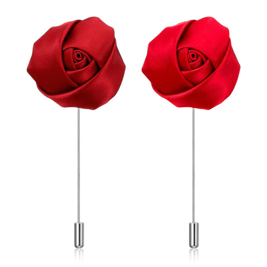 2 Pcs Flower Lapel Pin for Men, Boutonniere Handmade Gentleman's Essentials