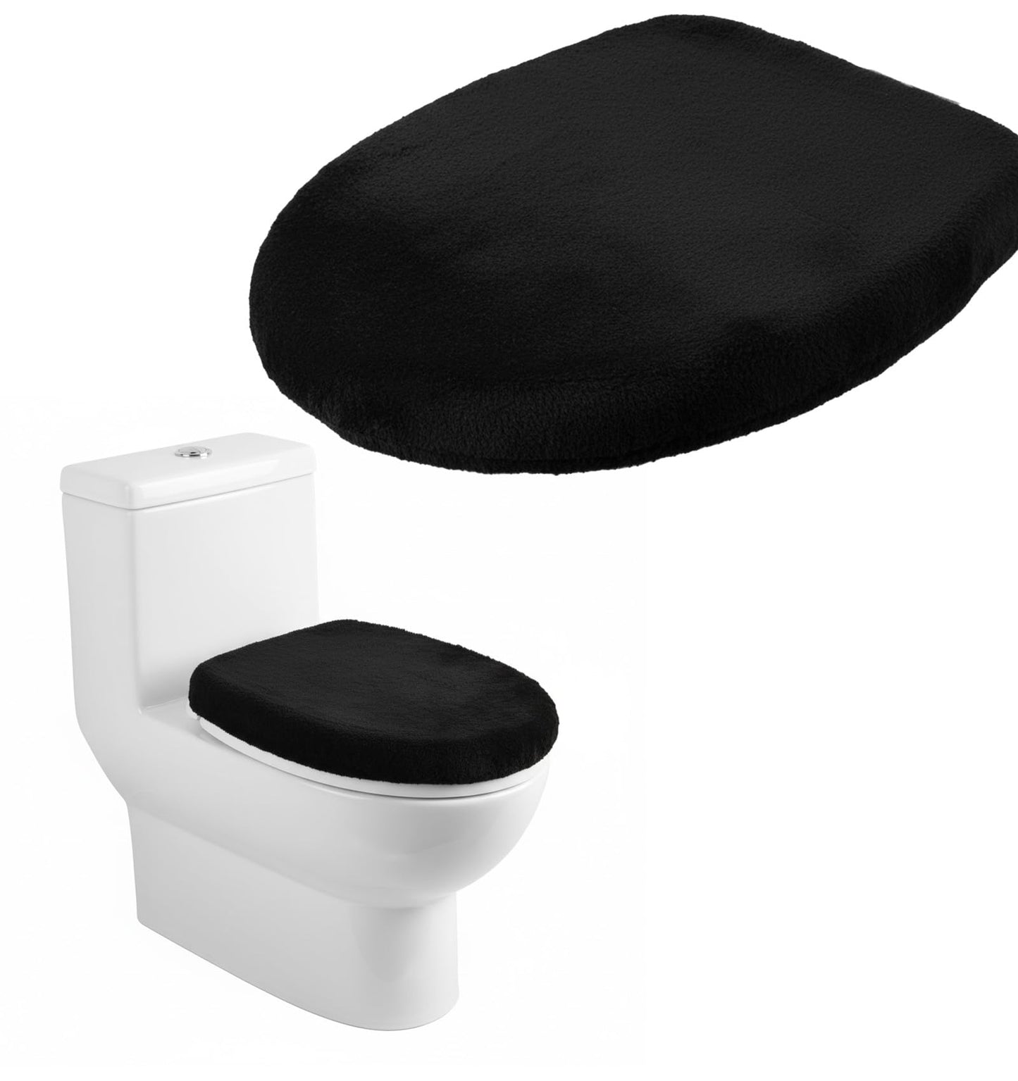 Black Toilet Seat Cover, Washable Velvet Toilet Seat Cover for Bathroom