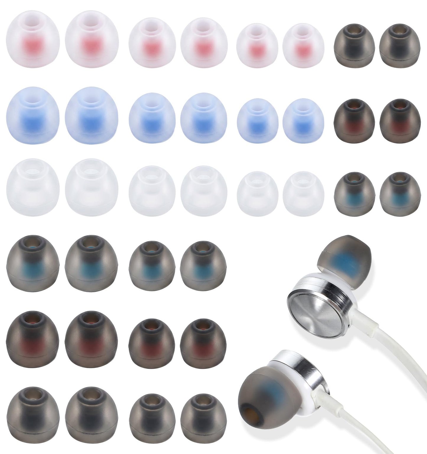 72 Pcs Replacement Earbud Tips, Silicone Earphone Buds with Noise Isolation