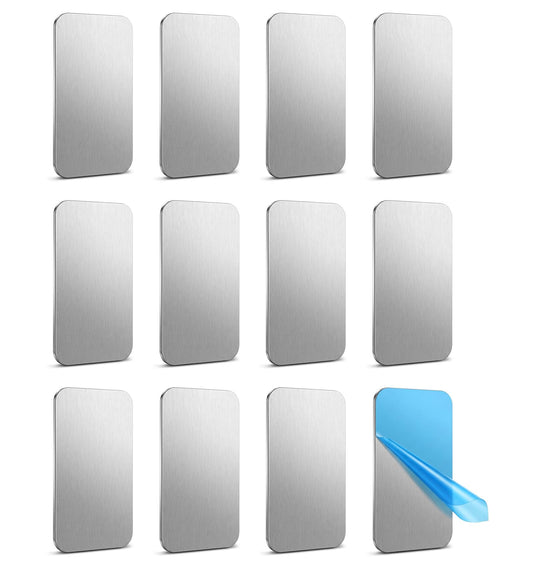 12 Pcs Metal Pads for Under Cabinet Lights, Self Adhesive Magnetic Strips for Wall & Counter Lighting (3 x 6 cm, Original)