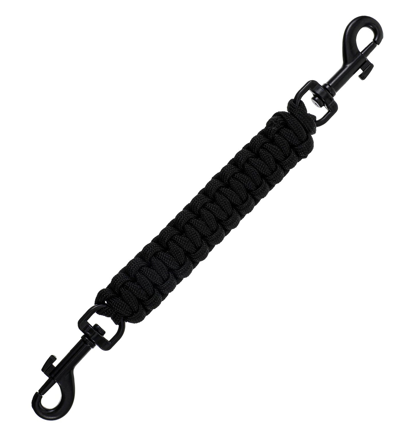 Dog Collar Safety Clip, Handmade Backup Strap with Double-Ended Clasp, Secure Connector for Prong Pinch Collars Leash Harness Accessories (Black)