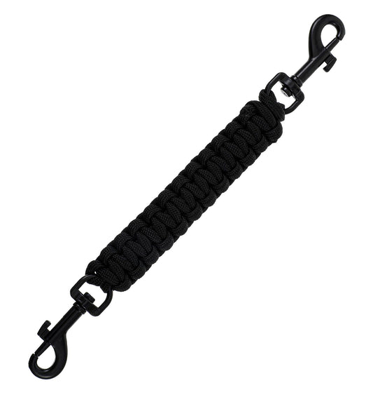 Dog Collar Safety Clip, Handmade Backup Strap with Double-Ended Clasp, Secure Connector for Prong Pinch Collars Leash Harness Accessories (Black)
