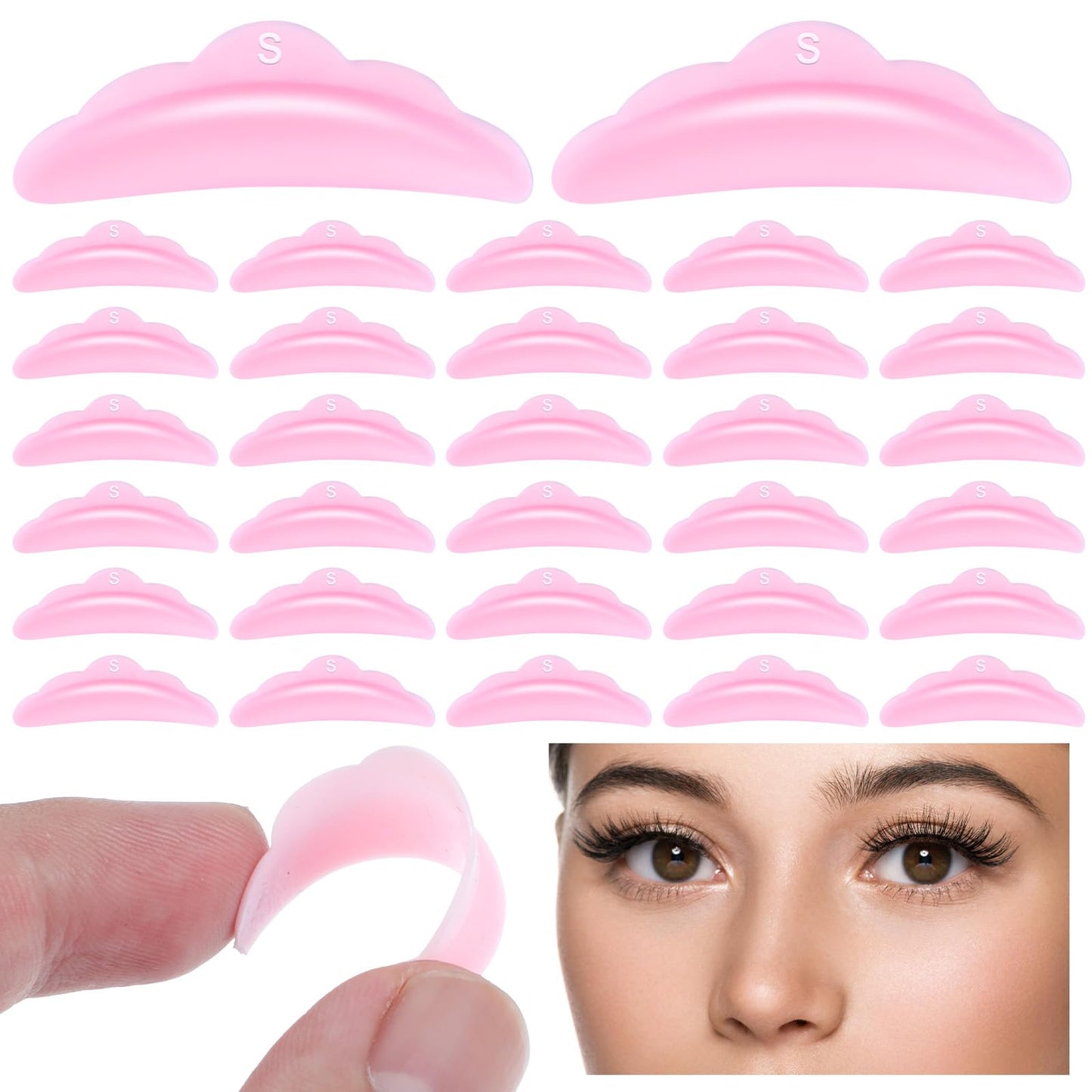 100 PCS Lash Lift Shields, S Size Reusable Silicone Lash Lift Pads (Pink)