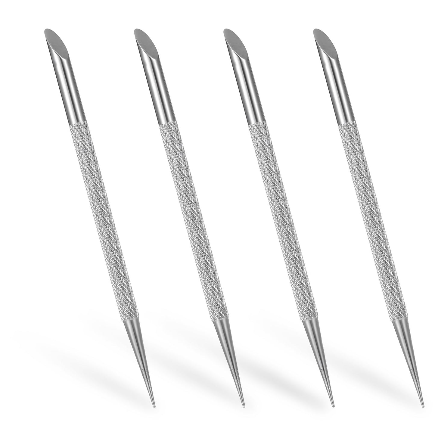 guduling 4PCS Metal Cuticle Pusher,Cuticle Remover Tool,Nail Cleaning Cuticles Stick,Stainless Steel Nail Cuticles Pusher Nails Polish Remover Tool for Professional Manicure Pedicure