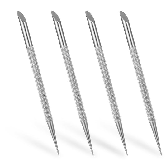 guduling 4PCS Metal Cuticle Pusher,Cuticle Remover Tool,Nail Cleaning Cuticles Stick,Stainless Steel Nail Cuticles Pusher Nails Polish Remover Tool for Professional Manicure Pedicure