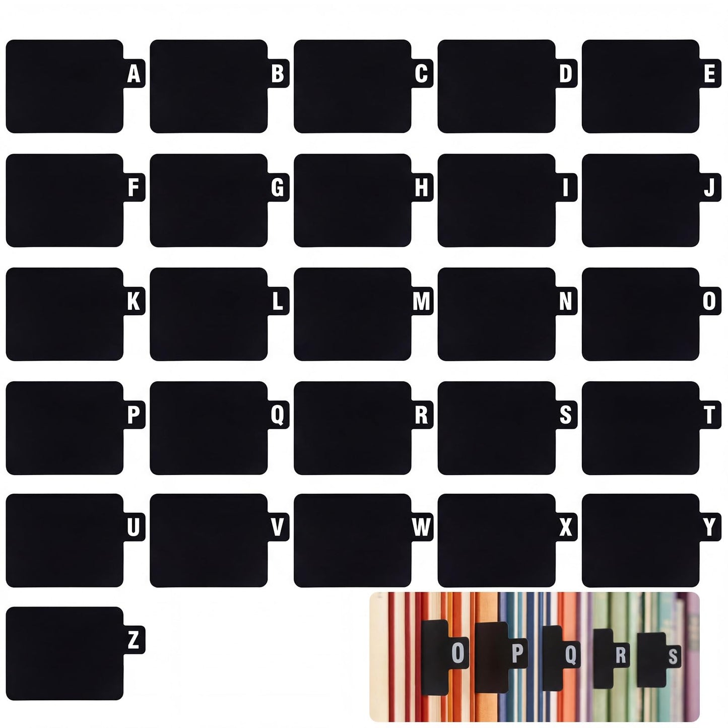 Elegaperma Pack of 26 Vinyl Record Dividers, Black Tabs, A-Z Dividers Vinyl Alphabet for Books, CD, Media Collections and Organizing Your Home and Office Library