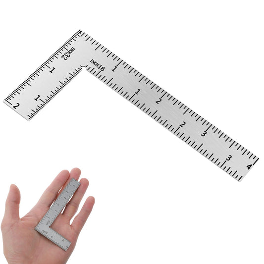 Right Angle Ruler, 1Pc Small Stainless Steel L Shaped Square, Framing Measuring Tool for Engineer, Carpenter (2x4 Inch)
