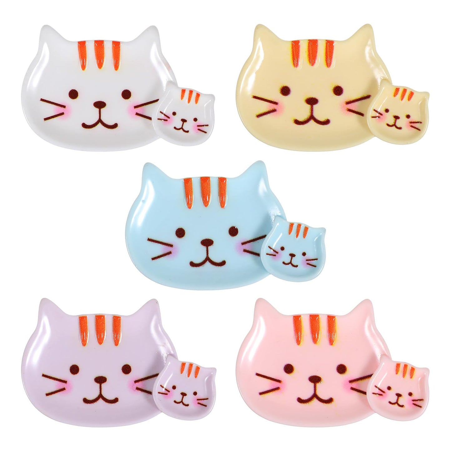 Elegaperma 5 Pcs Plastic Cat Bowls, Small Cat Bowls 5 Colors 5.4cm Wide, Shallow Cats Bowl Flat Pet Dish for Kitten Wet Food Snacks Travel Feeding