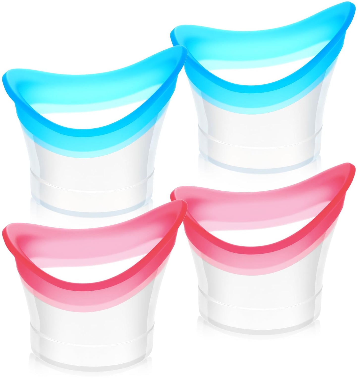 4 Pcs Eye Wash Cup, Portable Silicone Eyes Wash Cup for Effectively Relieving Eye Fatigue to Refresh & Clean Dust, Makeup, Irritants (Blue, Pink)