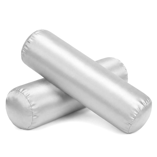 guduling 2 Pack Bolster Pillow Cover,18x6 In Cylinder Pillow Cover, Neck Roll Pillows Covers for Hair & Skin, Breathable Silky Pillowcases Satin Pillows Case for Cervical