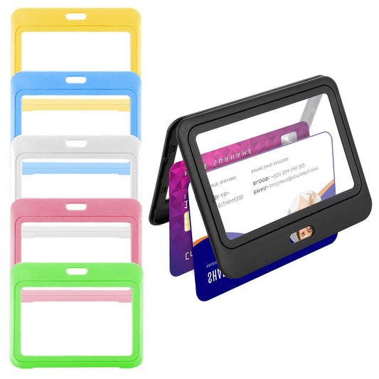 Classicseali 6 Pack ID Holder,Hard Plastic ID Badge Holder with Double-Sided Transparent Windows,Waterproof ID Holder for Office,School,Credit Cards,Driver’s Licenses,Muticolor