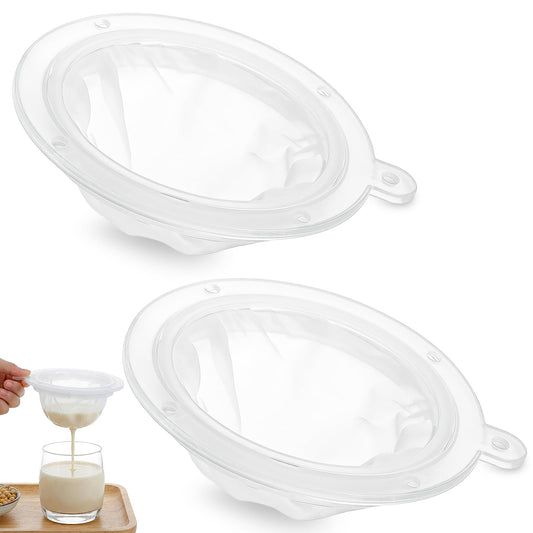 Guduling 2pcs Mesh Food Filter, Ultra Fine Mesh Strainer, 200 & 400 Mesh Nylon Strainer for Cooking Oil Milk Juice Wine Cheese Whey Grease Coffee