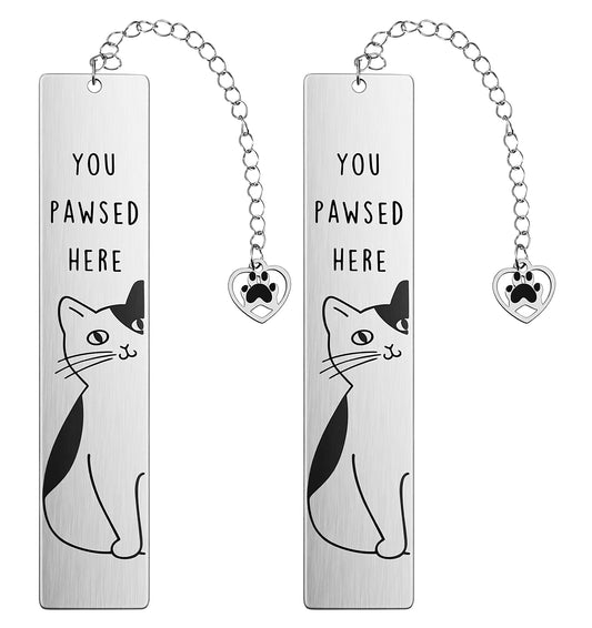 2 Pcs Cat Bookmark, Metal Bookmarks Cute Cat Book Marks for Reading Women, Funny Aesthetics Animal Books Accessories for Adults Student, Perfect Gift for Cats & Reading Lovers