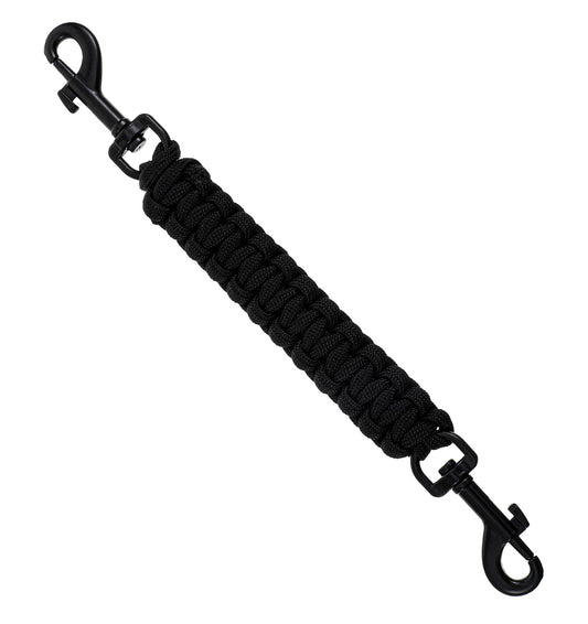 Dog Collar Safety Clip, Adjustable Backup Clip for Dog Harnesses, Handmade Backup Safety Strap, Double-Ended Collar Leash(Black)