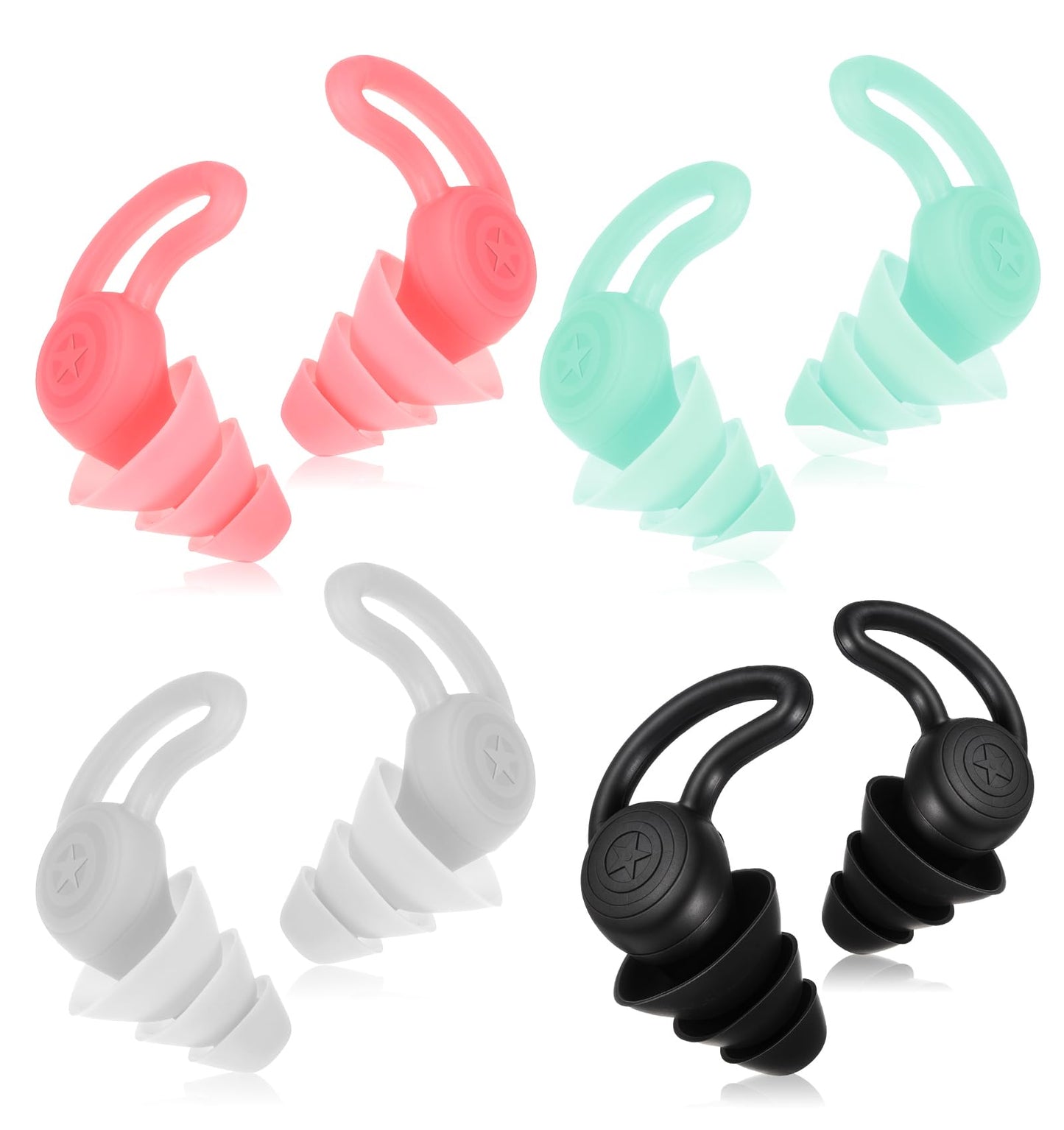 Kid Ear Plugs, 4 Pairs Kids Loop Earplugs, Reusable Kids Noise Cancelling & Adult Noise Reduction, Sleeping, Concerts, Travel, Swimming (Black, Pink, Green, Gray)