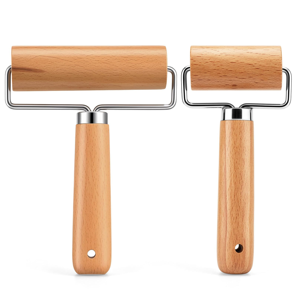 Elegaperma 2Pcs Wood Small Rolling Pins, Non-Stick T-Shaped Dough Roller